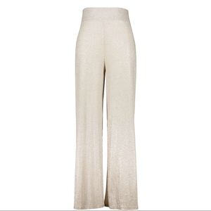Boohoo champagne metallic wide leg pants | Size 18